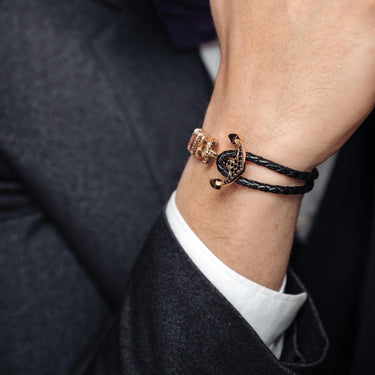 Man Bracelet - Man Leather Bracelet - Rose Gold Anchor Bracelet - Men's Bracelet Bracelet Brother & Sisters
